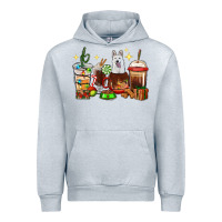 Heather Grey Christmas coffee cups with White Shepherd Urban Hoodie - RanaPortraitStore