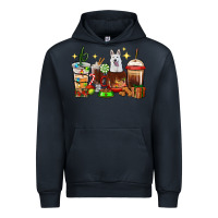 Navy Christmas coffee cups with White Shepherd Urban Hoodie - RanaPortraitStore