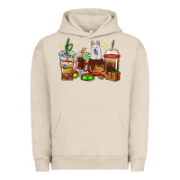 Pigment French Oak Christmas coffee cups with White Shepherd Urban Hoodie - RanaPortraitStore