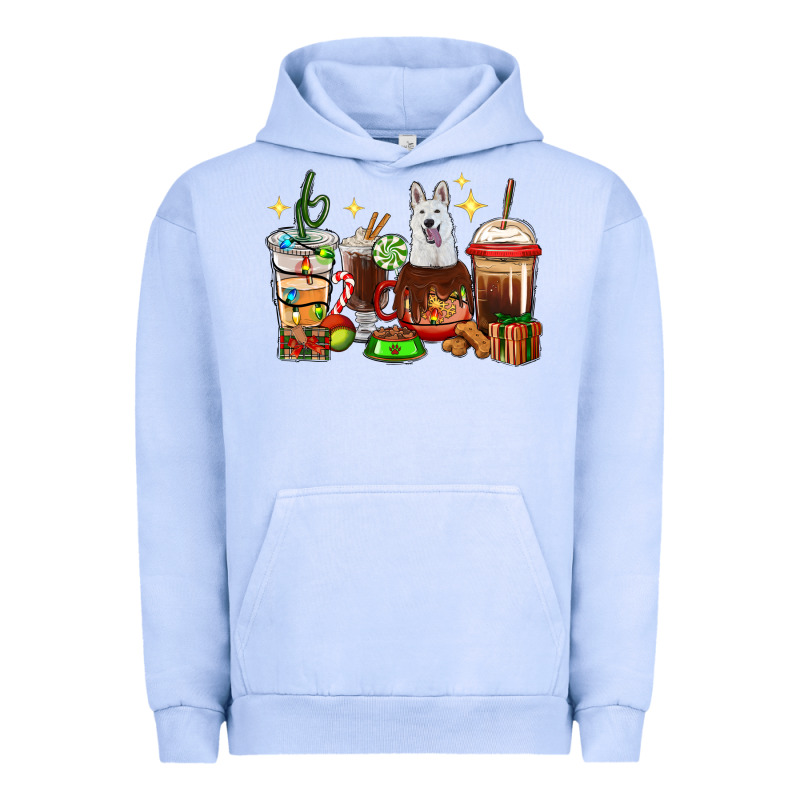 Christmas Coffee Cups With White Shepherd Urban Hoodie by RanaPortraitStore | Teevron