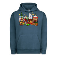 Pigment Midnight Navy Christmas coffee cups with White Shepherd Urban Hoodie - RanaPortraitStore