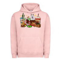Pigment Salmon Christmas coffee cups with White Shepherd Urban Hoodie - RanaPortraitStore