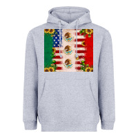 Heather Grey American flag mexico flag sunflower cactus Heavyweight Hoodie - JahusDesignShop