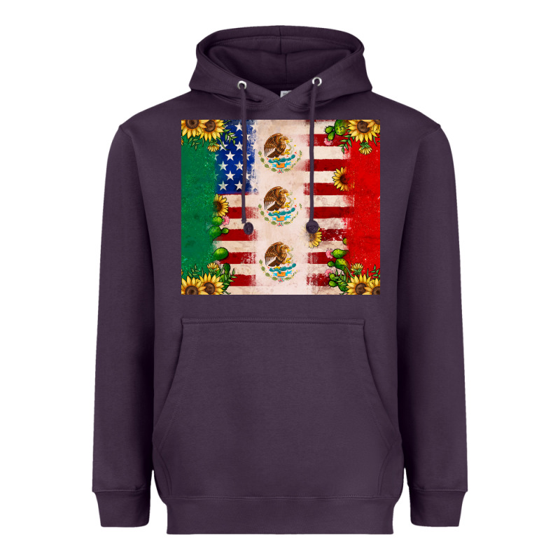 American Flag Mexico Flag Sunflower Cactus Heavyweight Hoodie by JahusDesignShop | Teevron