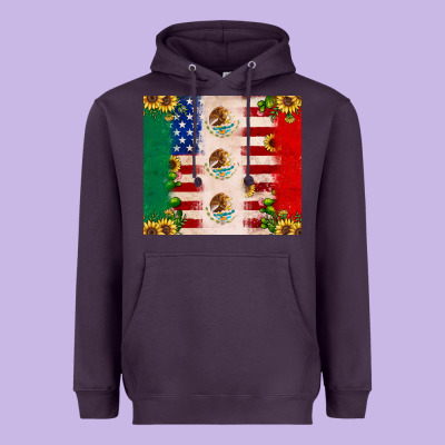 American Flag Mexico Flag Sunflower Cactus Heavyweight Hoodie Designed By Jahusdesignshop