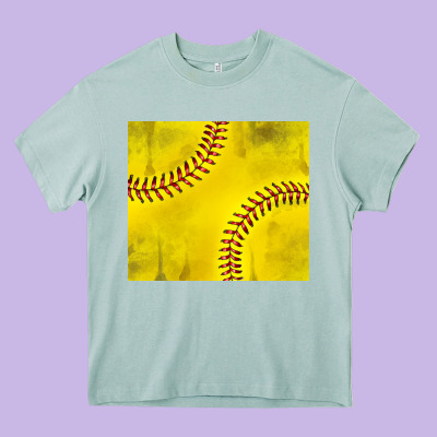 Distressed Softball Pattern Heavy Core Tee Designed By Tumblerdesignbyshophia