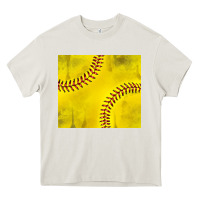 Cream distressed softball pattern Heavy Core Tee - TumblerDesignByShophia