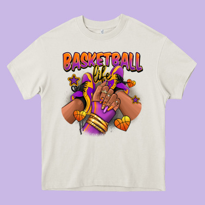 Basketball Life Afro Girl Sneakers Heavy Core Tee Designed By Ranaportraitstore