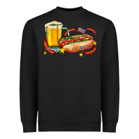 Black hot dog and beer with stars and usa flags Heavyweight Sweatshirt - AdoDesignShop