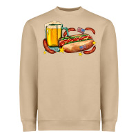 Mushroom hot dog and beer with stars and usa flags Heavyweight Sweatshirt - AdoDesignShop