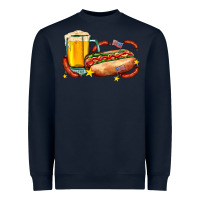 Navy hot dog and beer with stars and usa flags Heavyweight Sweatshirt - AdoDesignShop