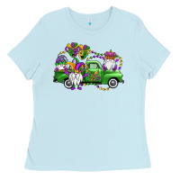 Baby Blue mardi gras gnomes truck Ladies Tee - OliviaCreatesArt