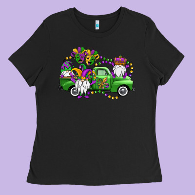 Mardi Gras Gnomes Truck Ladies Tee Designed By Oliviacreatesart