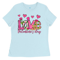Baby Blue love valentine's day olivia Ladies Tee - OliviaCreatesArt