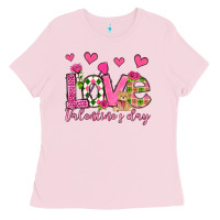 Bubblegum Pink love valentine's day olivia Ladies Tee - OliviaCreatesArt