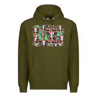 Army Green baby cow floral aztec background Premium Hoodie - Jasminsmagicworld