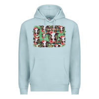 Blue Mist baby cow floral aztec background Premium Hoodie - Jasminsmagicworld