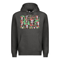 Charcoal Heather baby cow floral aztec background Premium Hoodie - Jasminsmagicworld