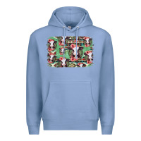 Colony Blue baby cow floral aztec background Premium Hoodie - Jasminsmagicworld