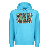 Ocean Blue baby cow floral aztec background Premium Hoodie - Jasminsmagicworld