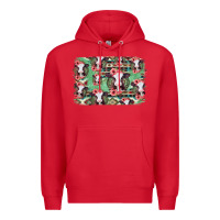 Red baby cow floral aztec background Premium Hoodie - Jasminsmagicworld
