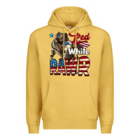 Antique Gold Red White Rawr Dinosaur T-Rex Premium Hoodie - LillyAllenDesigns