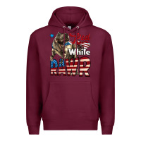 Burgundy Red White Rawr Dinosaur T-Rex Premium Hoodie - LillyAllenDesigns