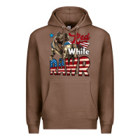 Chestnut Red White Rawr Dinosaur T-Rex Premium Hoodie - LillyAllenDesigns