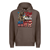 Coffee Red White Rawr Dinosaur T-Rex Premium Hoodie - LillyAllenDesigns
