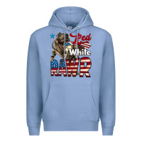 Colony Blue Red White Rawr Dinosaur T-Rex Premium Hoodie - LillyAllenDesigns