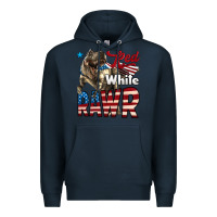 Navy Red White Rawr Dinosaur T-Rex Premium Hoodie - LillyAllenDesigns