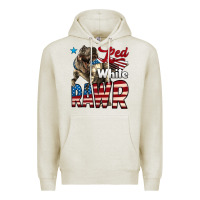 Oatmeal Heather Red White Rawr Dinosaur T-Rex Premium Hoodie - LillyAllenDesigns