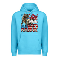 Ocean Blue Red White Rawr Dinosaur T-Rex Premium Hoodie - LillyAllenDesigns