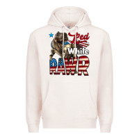 Pale Pink Red White Rawr Dinosaur T-Rex Premium Hoodie - LillyAllenDesigns
