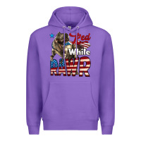Purple Red White Rawr Dinosaur T-Rex Premium Hoodie - LillyAllenDesigns
