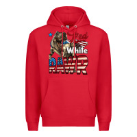 Red Red White Rawr Dinosaur T-Rex Premium Hoodie - LillyAllenDesigns