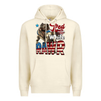 Sandshell Red White Rawr Dinosaur T-Rex Premium Hoodie - LillyAllenDesigns