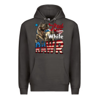 Smoke Red White Rawr Dinosaur T-Rex Premium Hoodie - LillyAllenDesigns