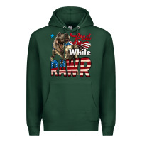 Sports Green Red White Rawr Dinosaur T-Rex Premium Hoodie - LillyAllenDesigns