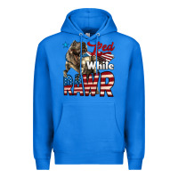 True Royal Red White Rawr Dinosaur T-Rex Premium Hoodie - LillyAllenDesigns
