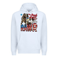 White Red White Rawr Dinosaur T-Rex Premium Hoodie - LillyAllenDesigns