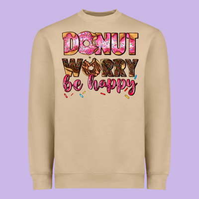 Donut Worry Be Happy Heavyweight Sweatshirt Designed By Adodesignshop