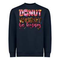 Navy donut worry be happy Heavyweight Sweatshirt - AdoDesignShop