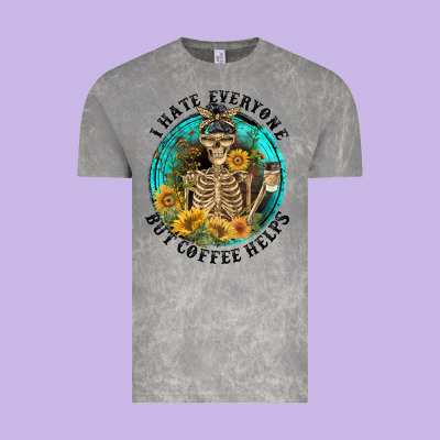 I Hate Everyone But Coffee Helps Vintage Tee Designed By Fadigitalartstudio