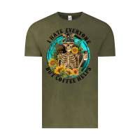 Vintage Olive I Hate Everyone But Coffee Helps Vintage Tee - FaDigitalArtStudio
