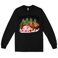 Black merry christmas pig Long Sleeve Tee - FaDigitalArtStudio