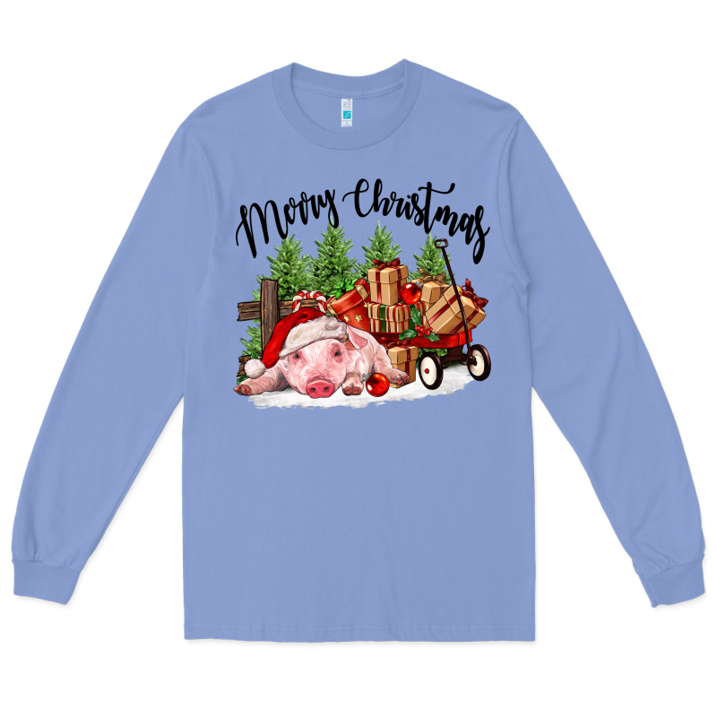 Merry Christmas Pig Long Sleeve Tee by FaDigitalArtStudio | Teevron