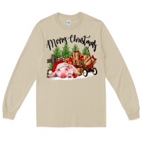 Mushroom merry christmas pig Long Sleeve Tee - FaDigitalArtStudio