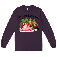Plum merry christmas pig Long Sleeve Tee - FaDigitalArtStudio