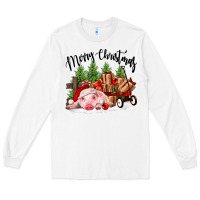 White merry christmas pig Long Sleeve Tee - FaDigitalArtStudio